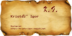 Kristó Igor névjegykártya
